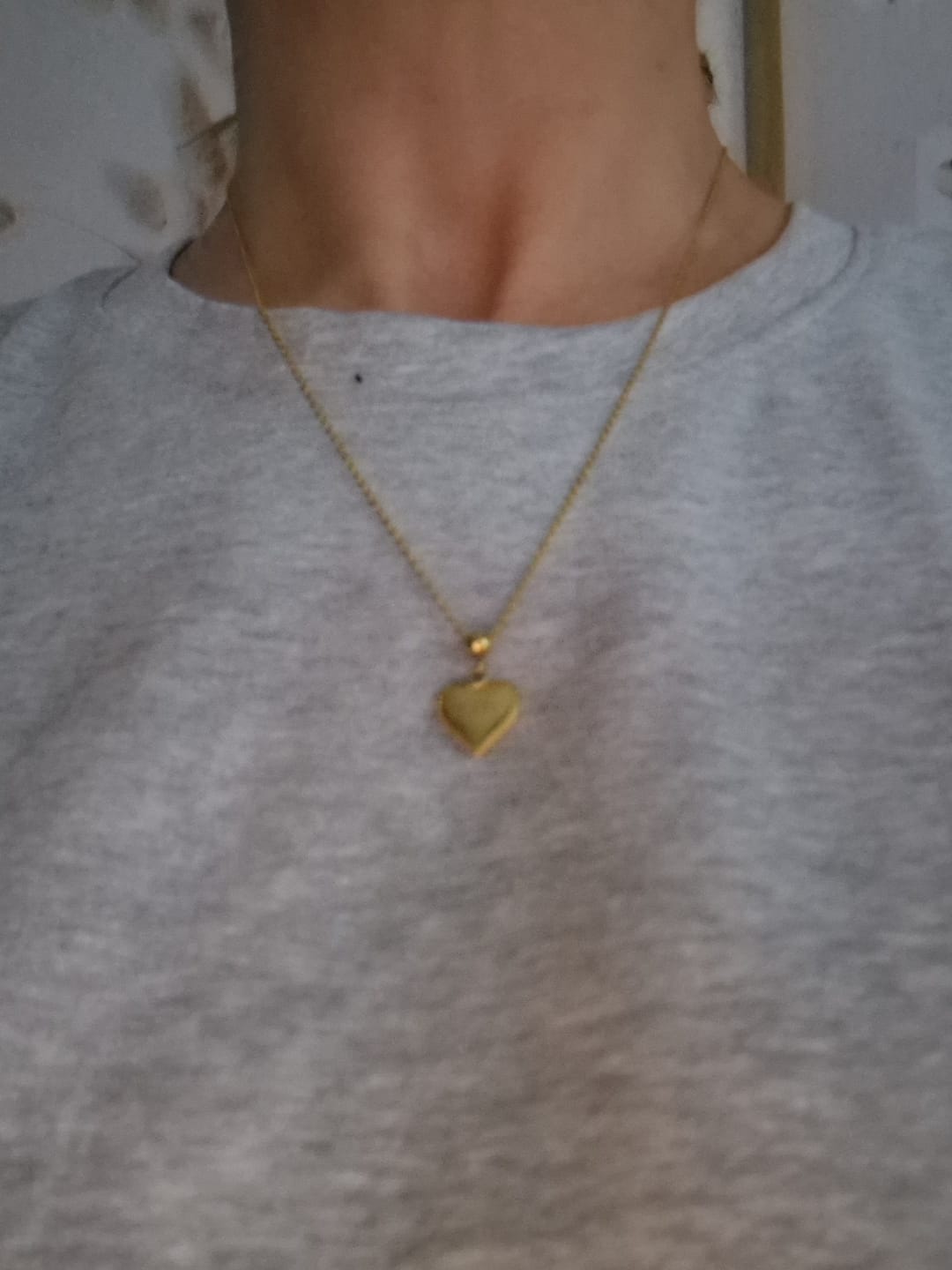 Customer photo review of Passion Heart Charm Necklace Gold