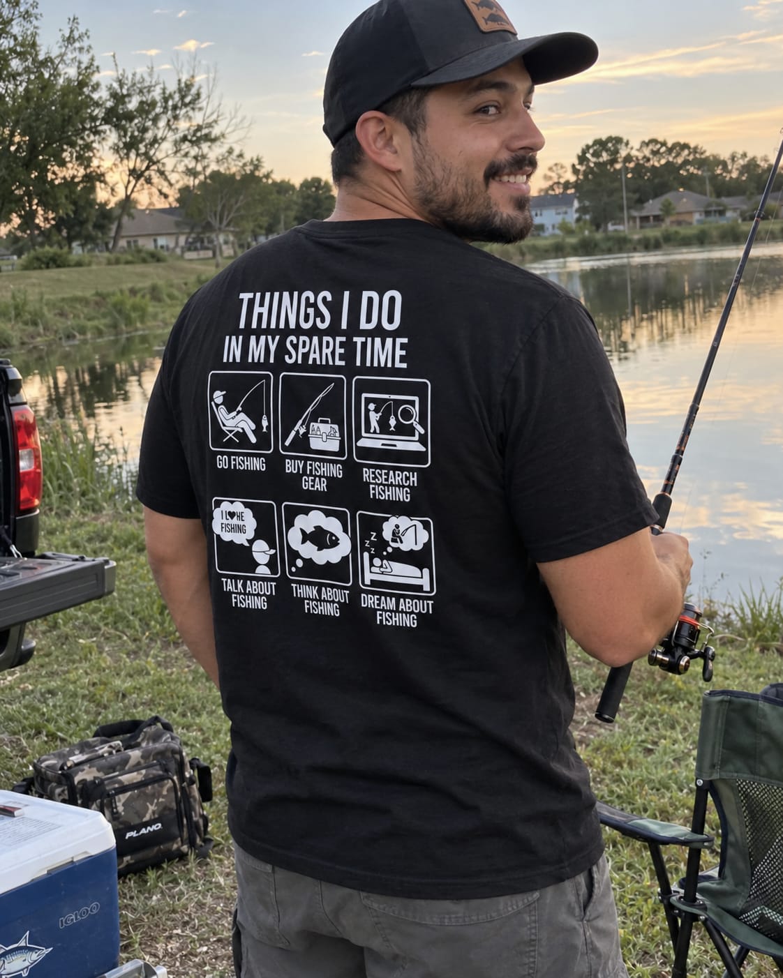 Customer photo review of Things I Do in My Spare Time Fishing T-Shirt