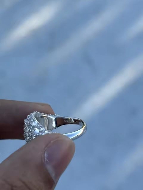 Customer photo review of VVS Moissanite Diamond Sterling Silver Upside Down Mosaic Setting Men Ring