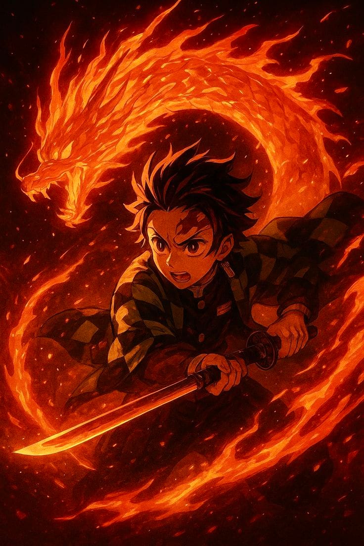 Customer photo review of Demon Slayer Sword Tanjiro Rengoku Hilt Fire Breath Wooden Katana Cosplay Sword