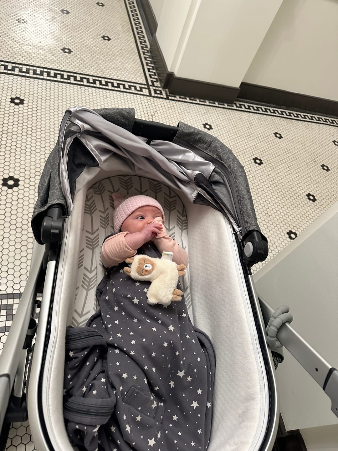 Customer photo review of 4 Season® Ultimate Baby Sleep Bag, Merino Wool & Organic Cotton, Star Gray
