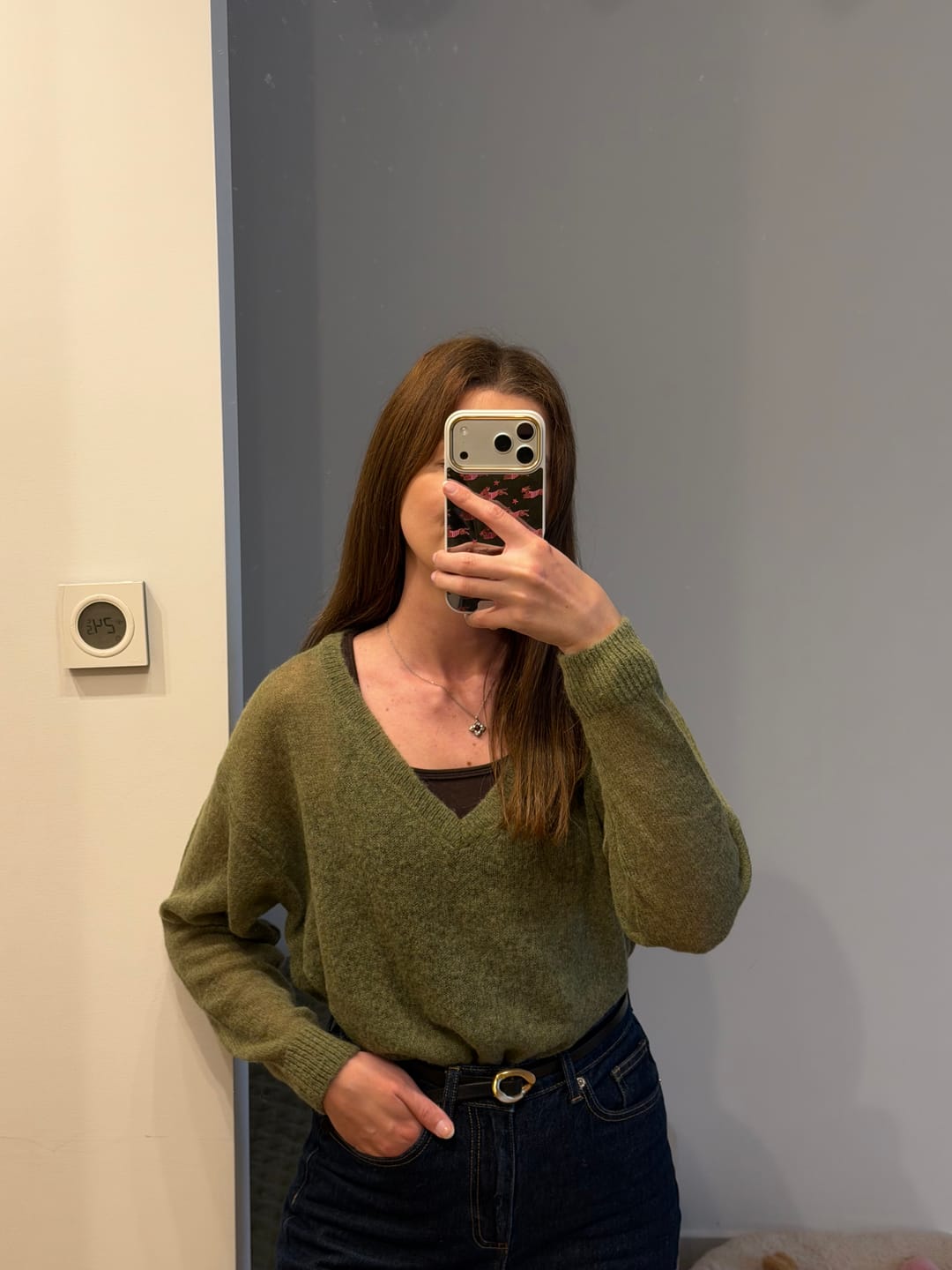Customer photo review of VERONA Alpakos ir Merino Vilnos Megztinis Alyvuogių Žalia