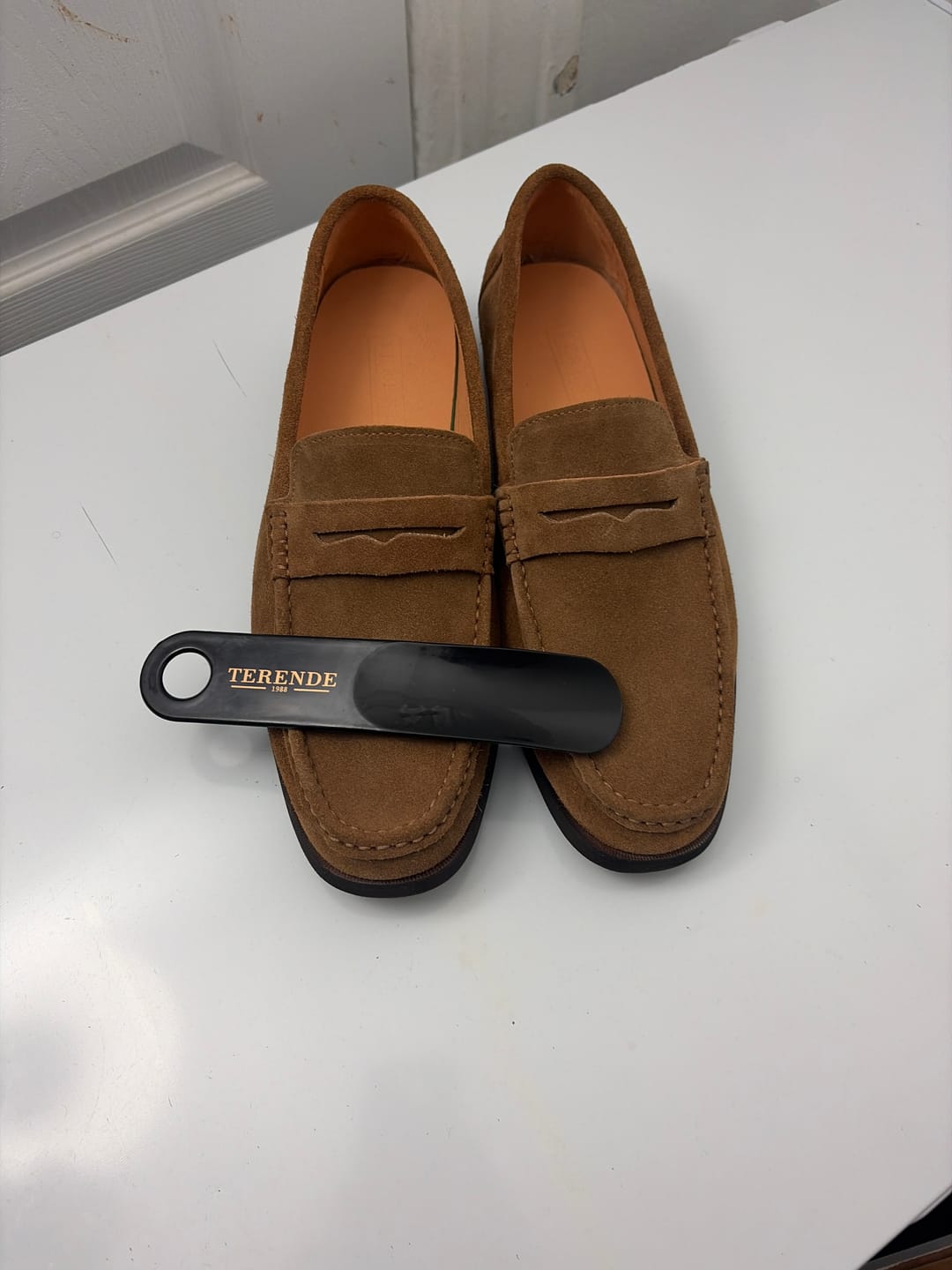 Customer photo review of Mens Leather Loafers Genuine Leather Boat Shoes Slip-on Suede