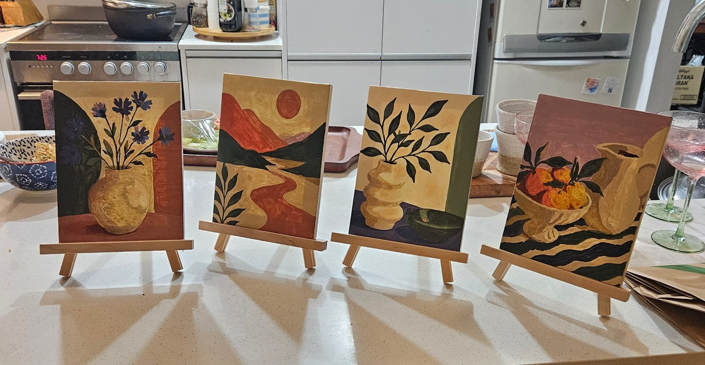 Customer photo review of 4 Mini Paintings -  Harvest Table Set