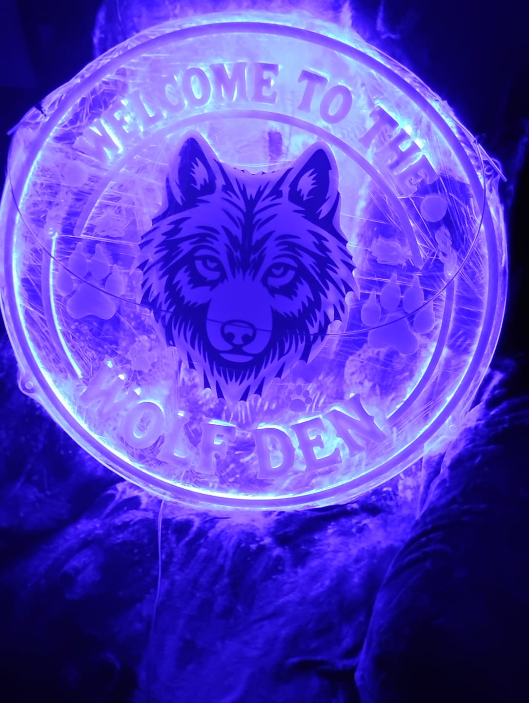 Customer photo review of WELCOME TO THE WOLF DEN | LED Neon Sign