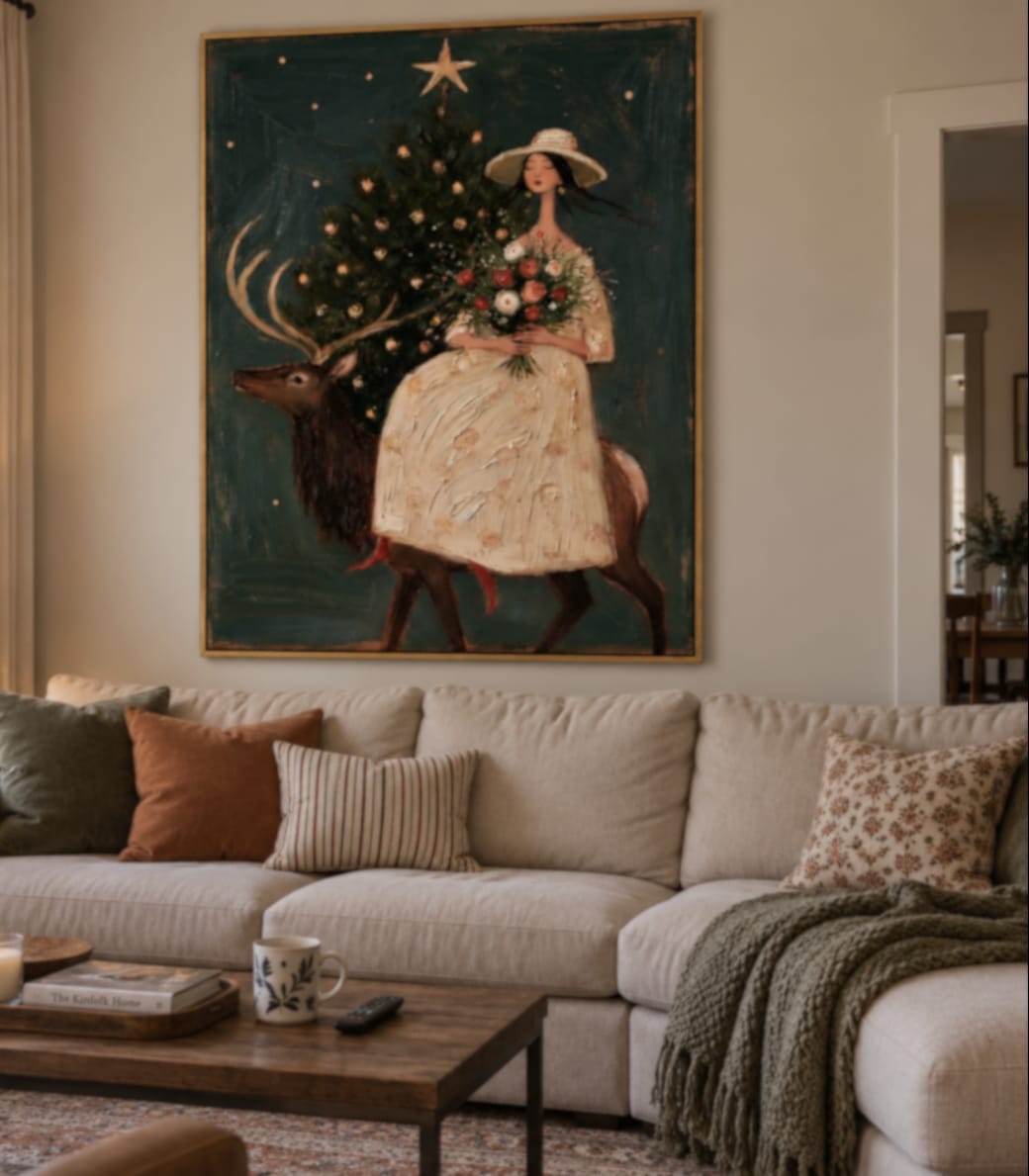 Customer photo review of Winter Grace-Woman and Stag Christmas Painting