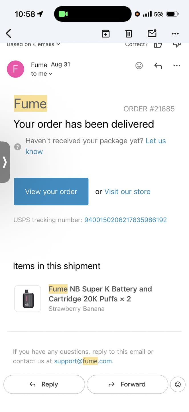Customer photo review of Fume NB Super K Battery and Cartridge 20K Puffs