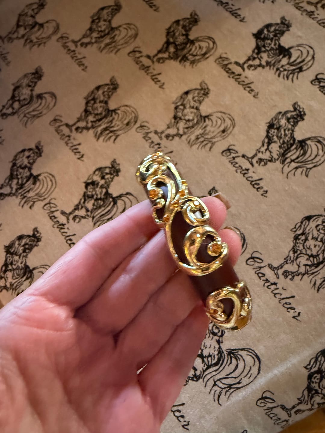 Customer photo review of HEIDI DAUS® “Rooted Elegance” Heritage Scrollwork Slim Wood Bangle
