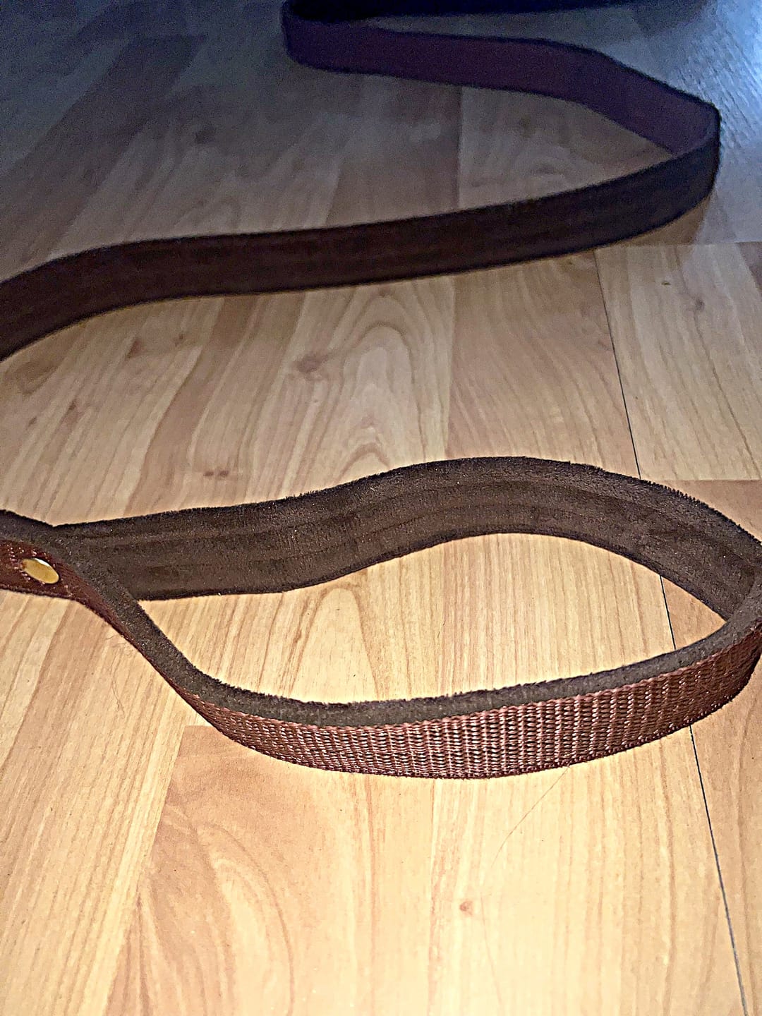 Customer photo review of SALE Walk Leash Golden Dark Brown, 180cm, Pistol Hook Gold