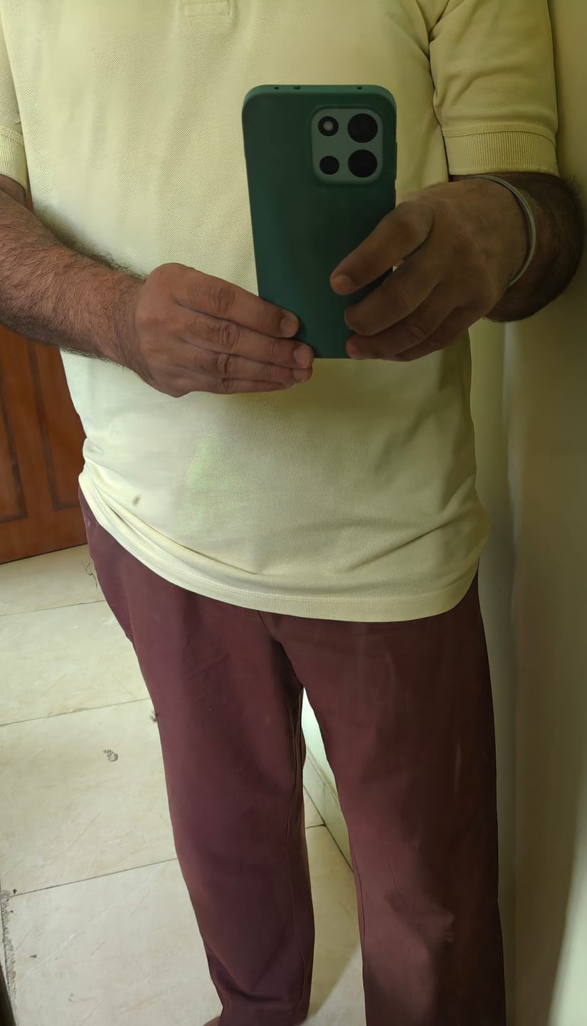 Customer photo review of Men Mauve Brown Cotton Pant