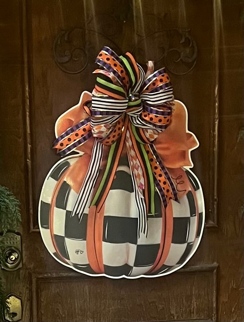 Customer photo review of Elegant Checkered Pumpkin Door Hanger