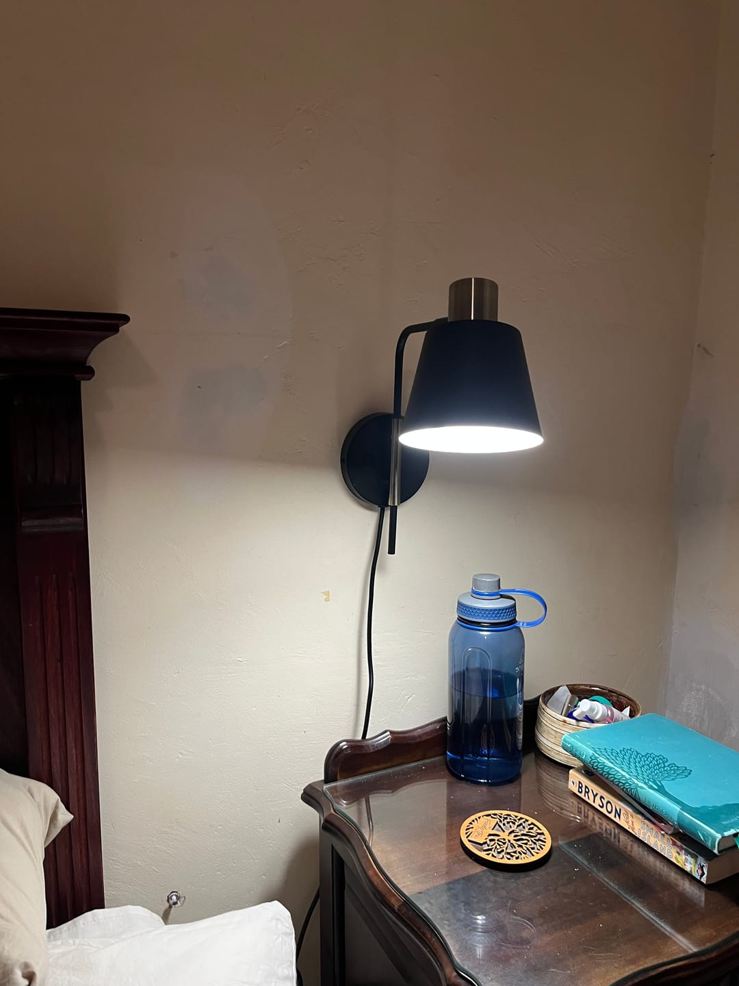 Customer photo review of Burton Bedside Wall Light Metal Black and Brass