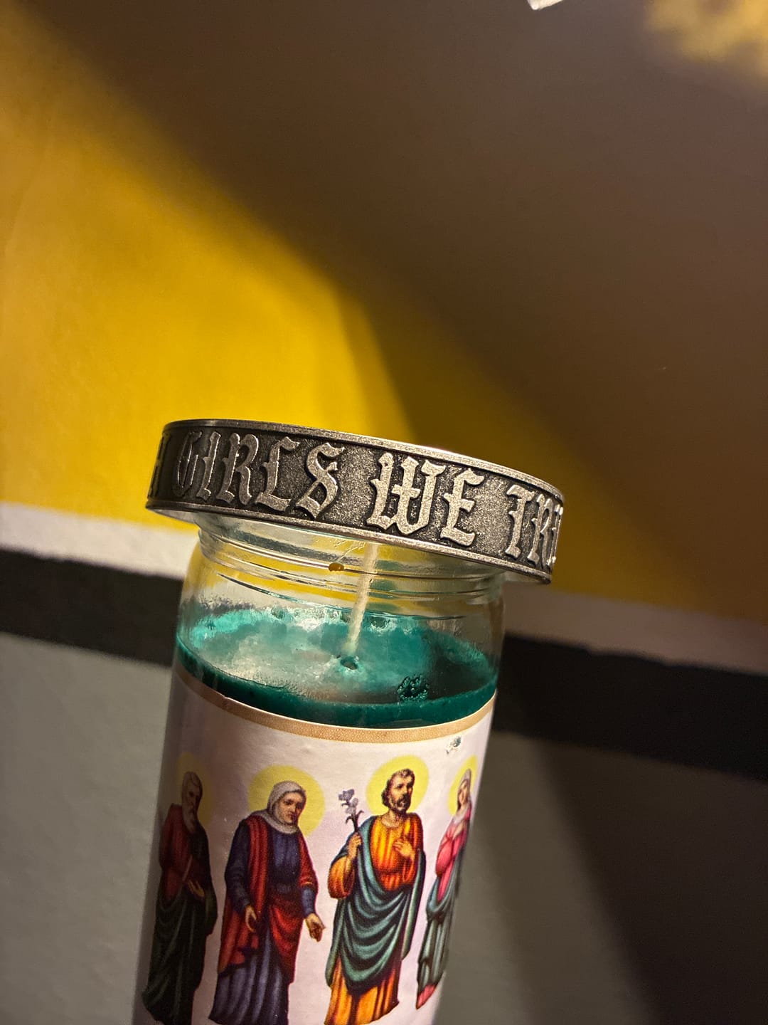 Customer photo review of In Goth Girls We Trust - Stainless Steel Cuff Bracelet