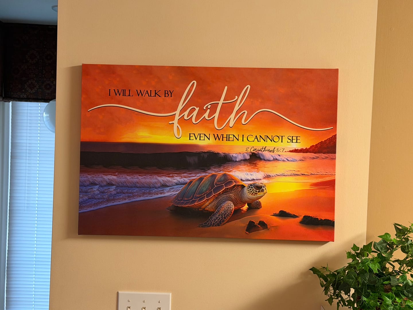 Customer photo review of Sea Turtle, I Will Walk By Faith Wall Art Canvas