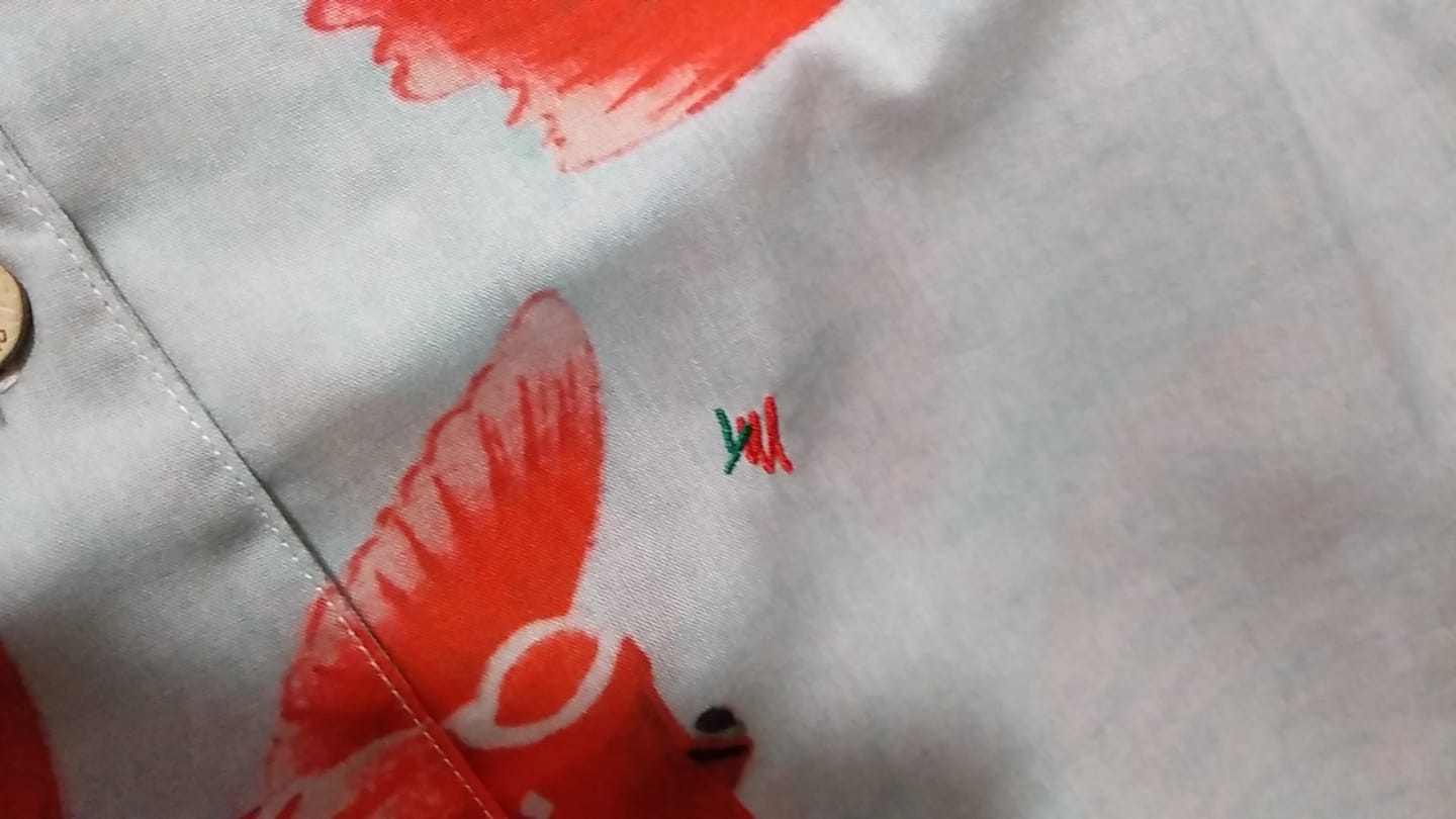 Customer photo review of 「夏水金魚図」浮世絵風プリント入りキューバカラーシャツ