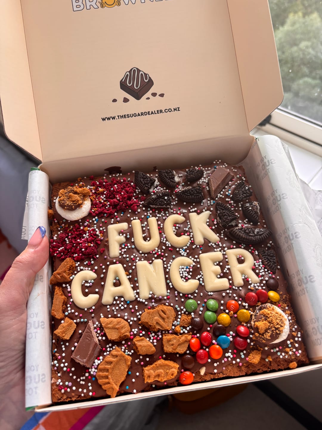 Customer photo review of Custom message loaded brownie