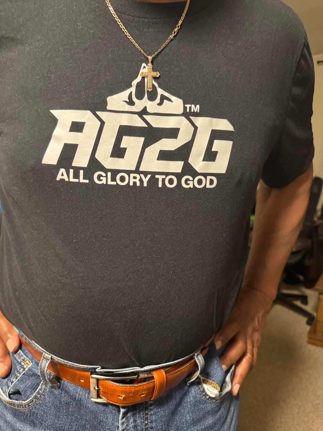 Customer photo review of All Glory To God "OG Logo" T-Shirt 'White'
