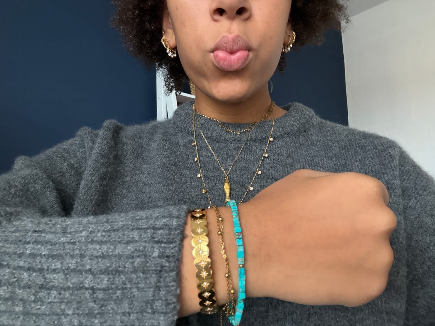 Customer photo review of Tallulah Gold Crystal Scallop Star Bangle
