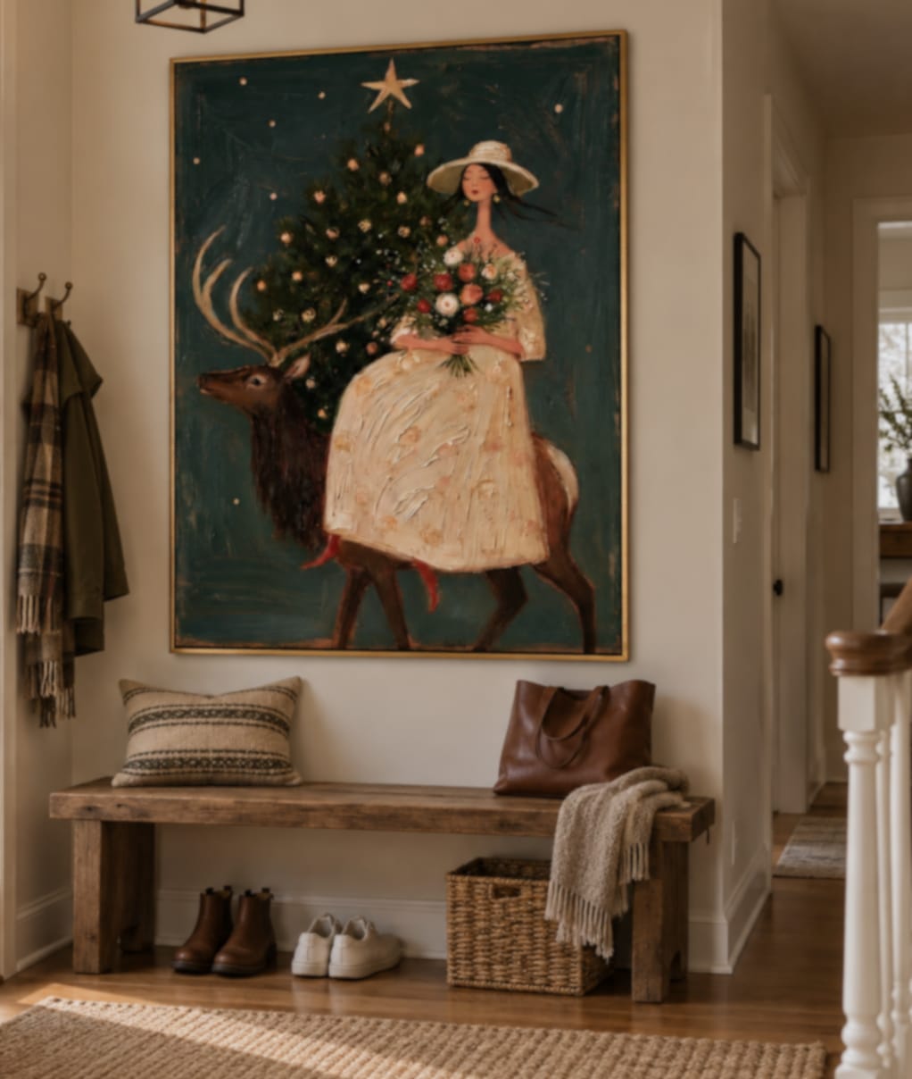 Customer photo review of Winter Grace-Woman and Stag Christmas Painting