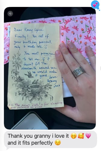 Customer photo review of The "Farewell Kiss" Ring -Oxidized 925 Sterling Silver or Stainless Steel