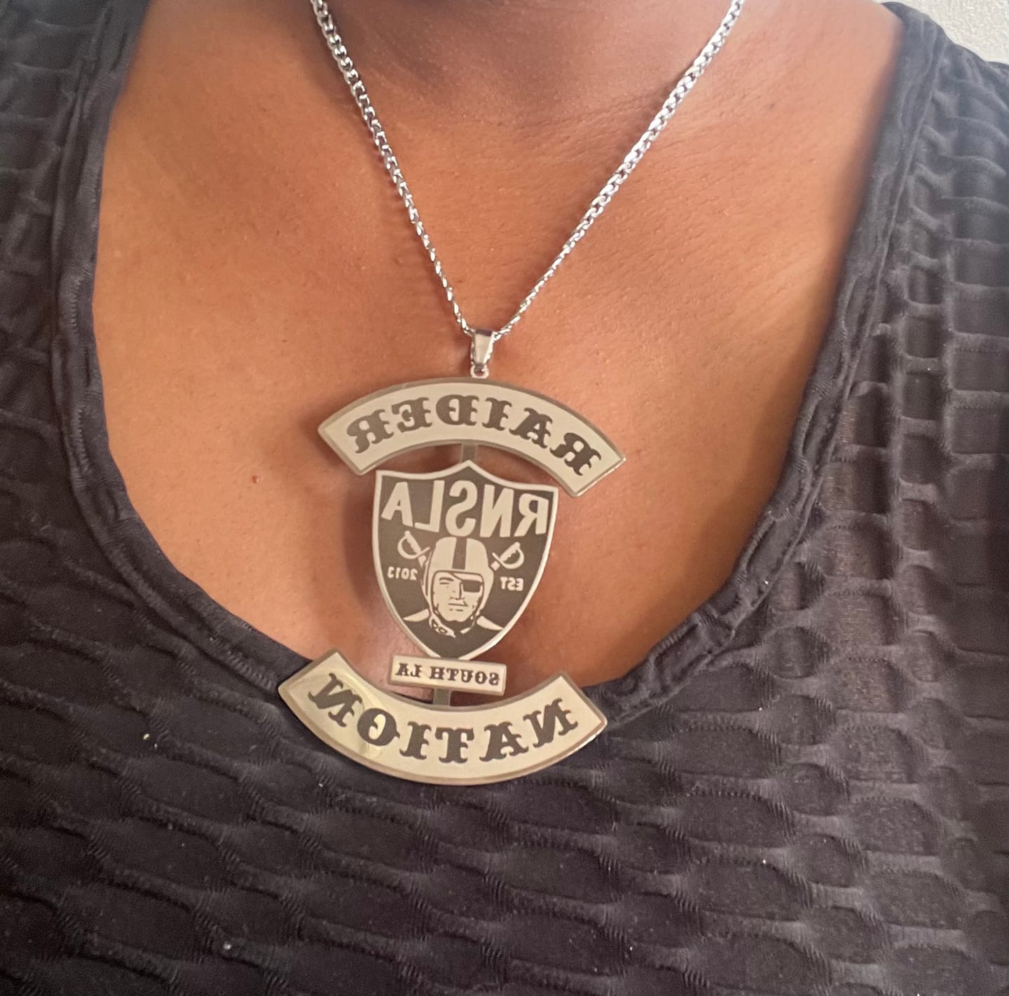 Customer photo review of Custom Logo Engraved Photo Pendant Necklace