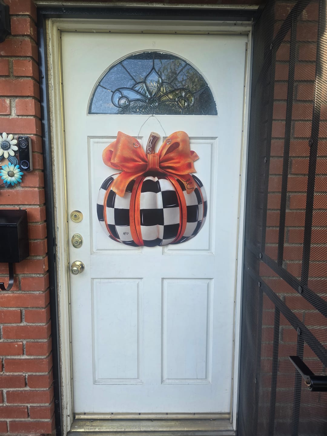 Customer photo review of Elegant Checkered Pumpkin Door Hanger