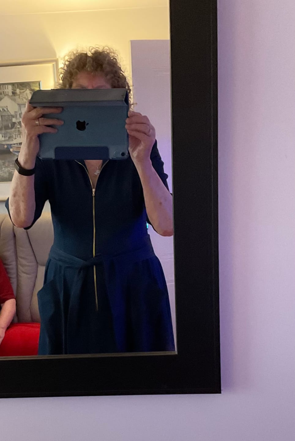 Customer photo review of The 'Zip Pocket' Dress in Super Soft Denim