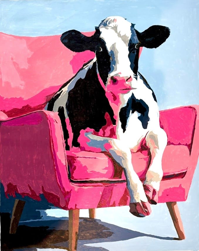 Customer photo review of Cow on Couch | Paint by Number