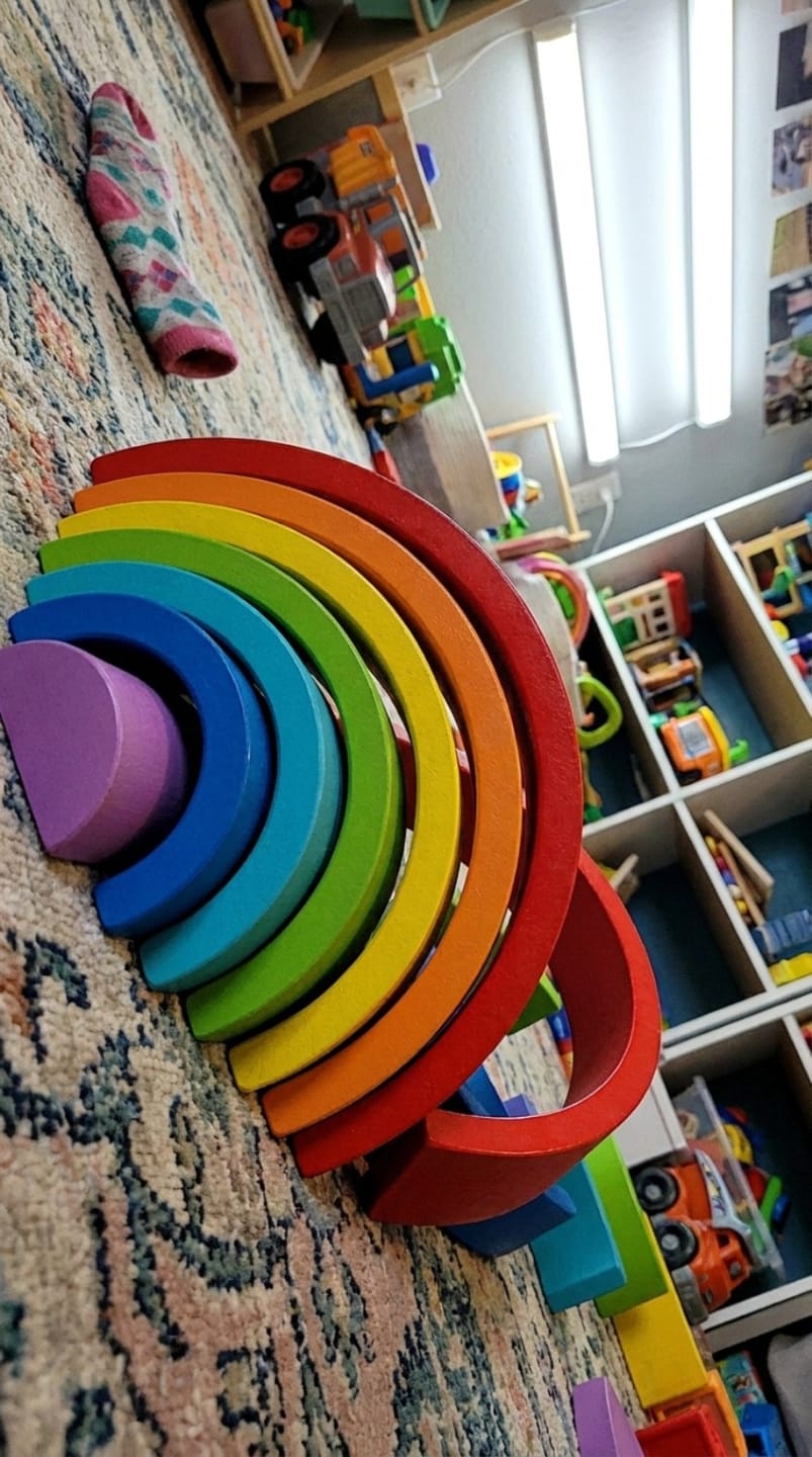 Customer photo review of Buntes Holz Regenbogen Spielzeug Kleinkind | Bögen Bauspielzeug Motorik Kreativ