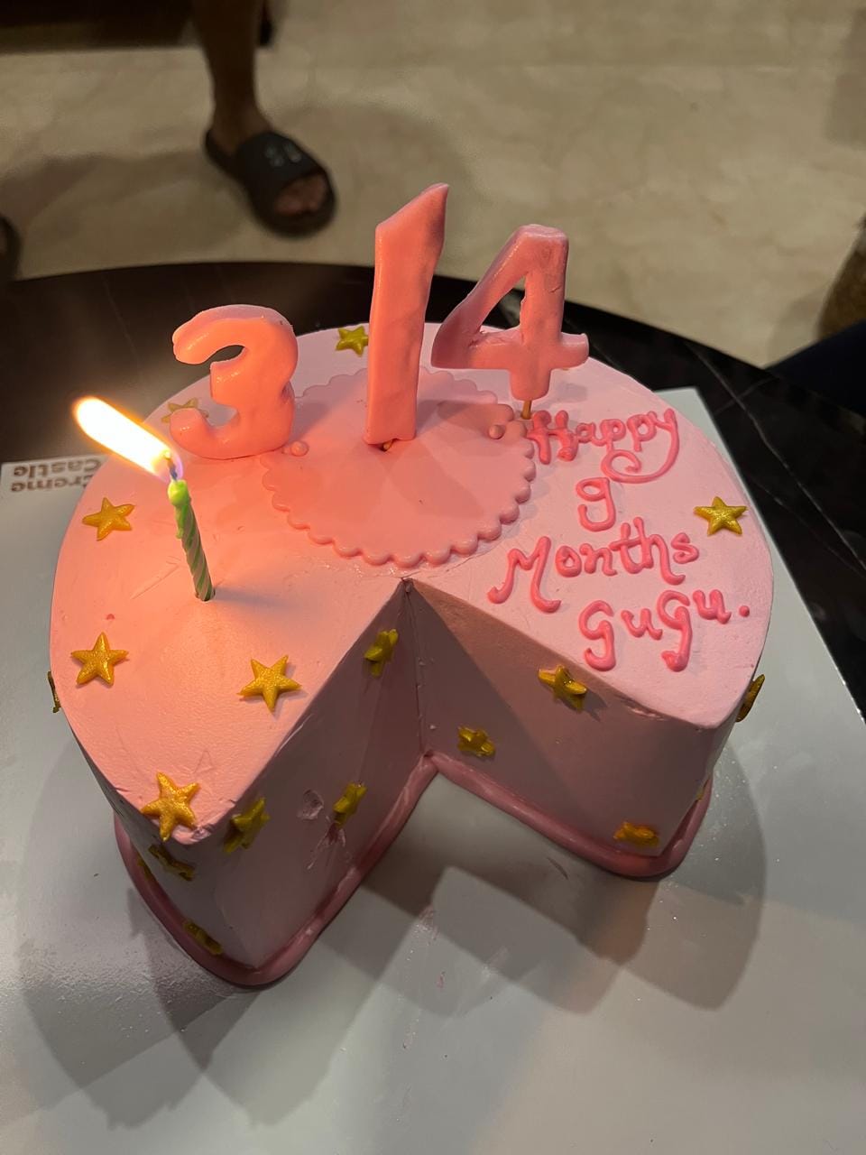 Customer photo review of 9 Months Mundan Celebration Cake