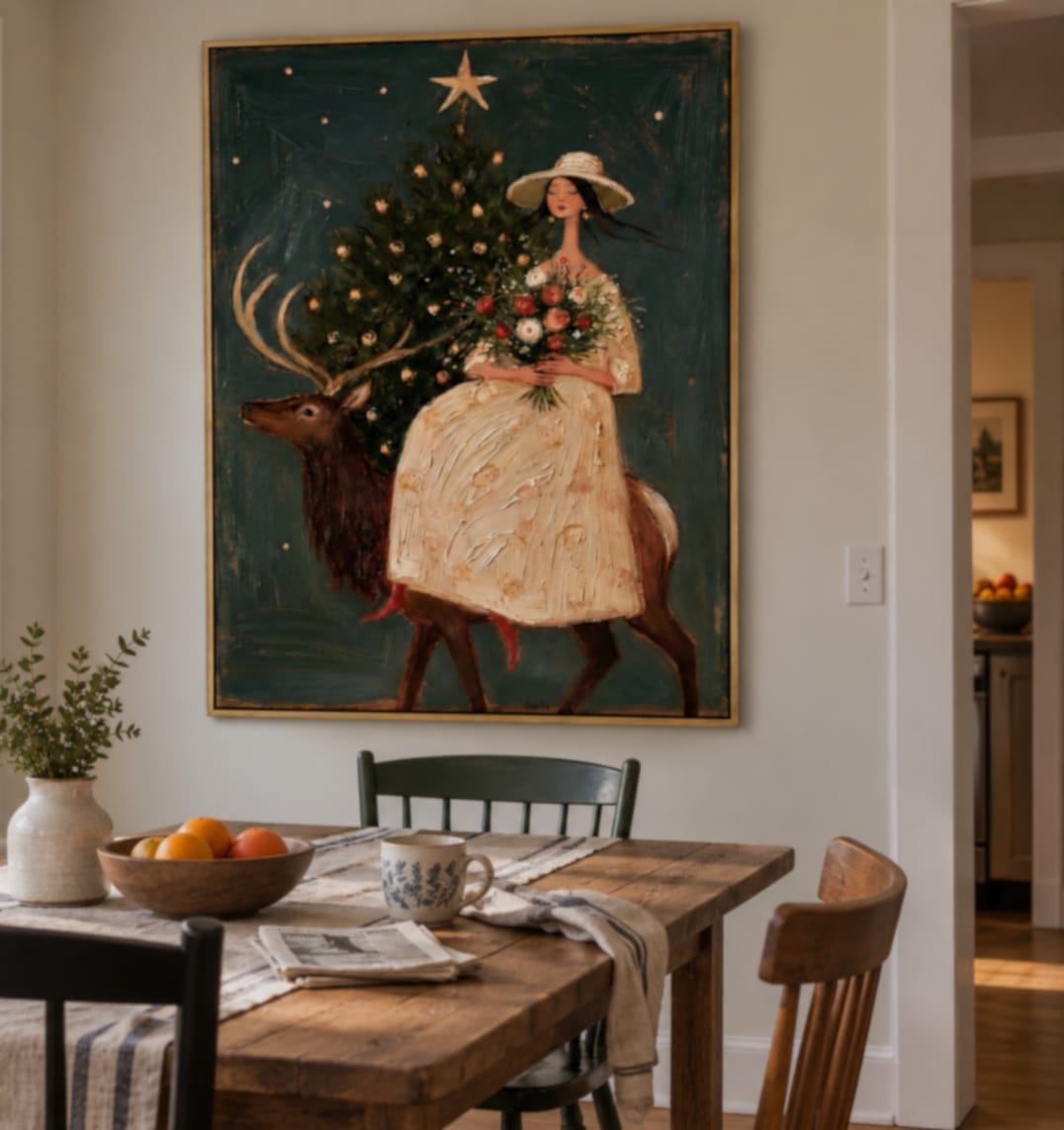 Customer photo review of Winter Grace-Woman and Stag Christmas Painting