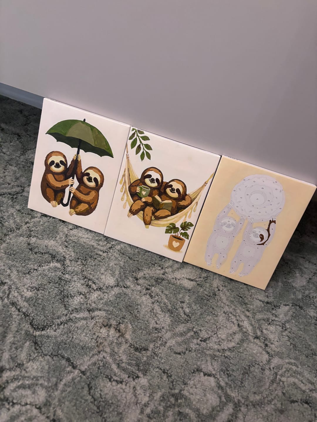Customer photo review of 6 Mini Paintings - Sloth Buddies Set
