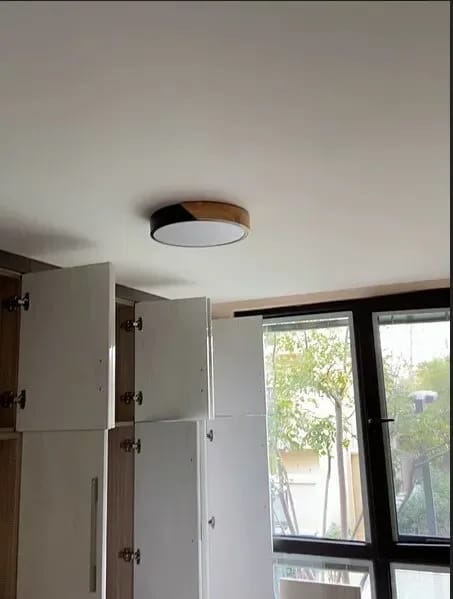 Customer photo review of Square Wood Ceiling Light for Bedroom, Frosted Shade, 30 cm