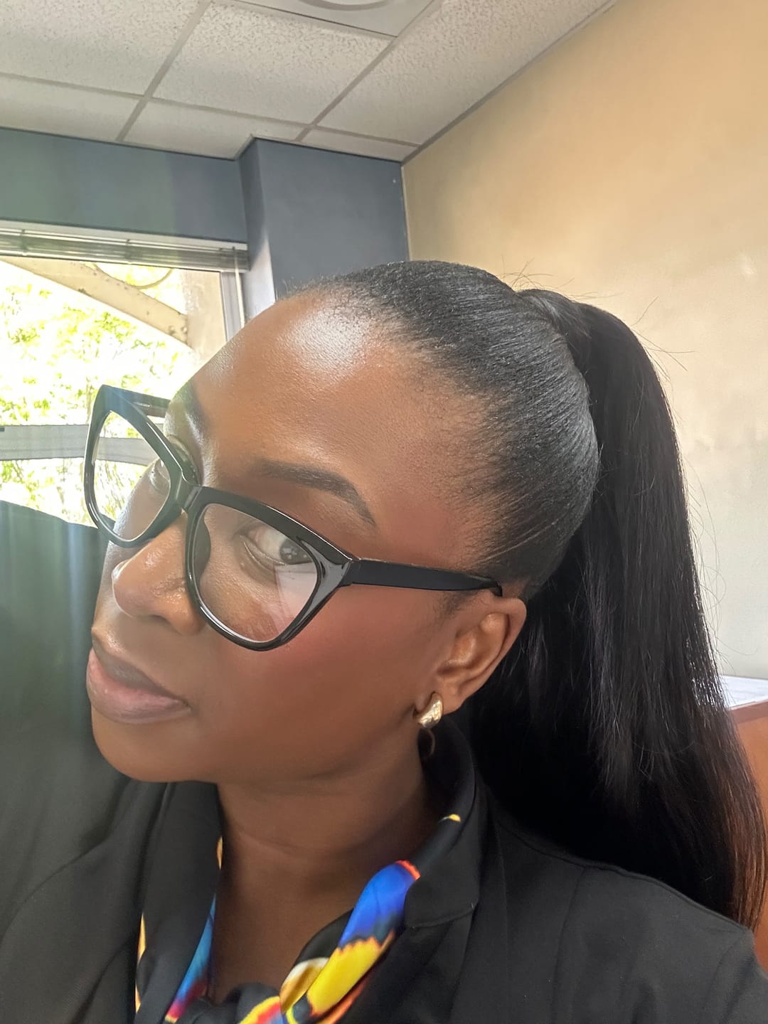 Customer photo review of Straight Natural Black Clip In Ponytail