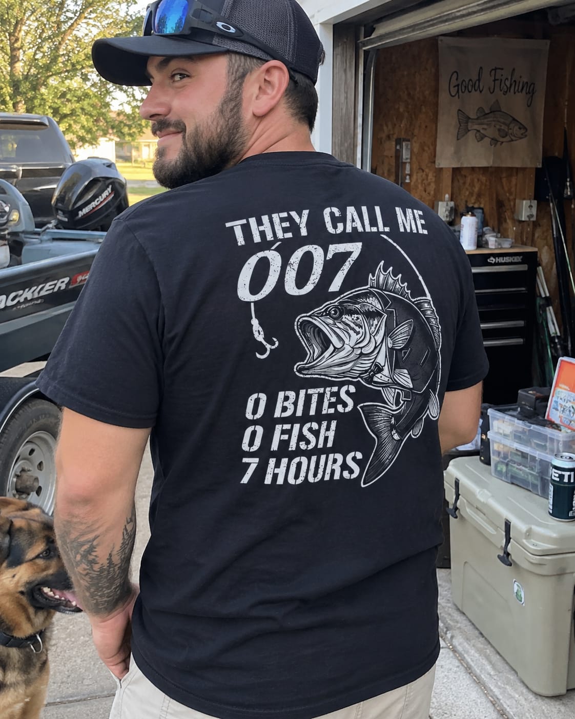 Customer photo review of They Call Me 007 Bass Fishing T-Shirt