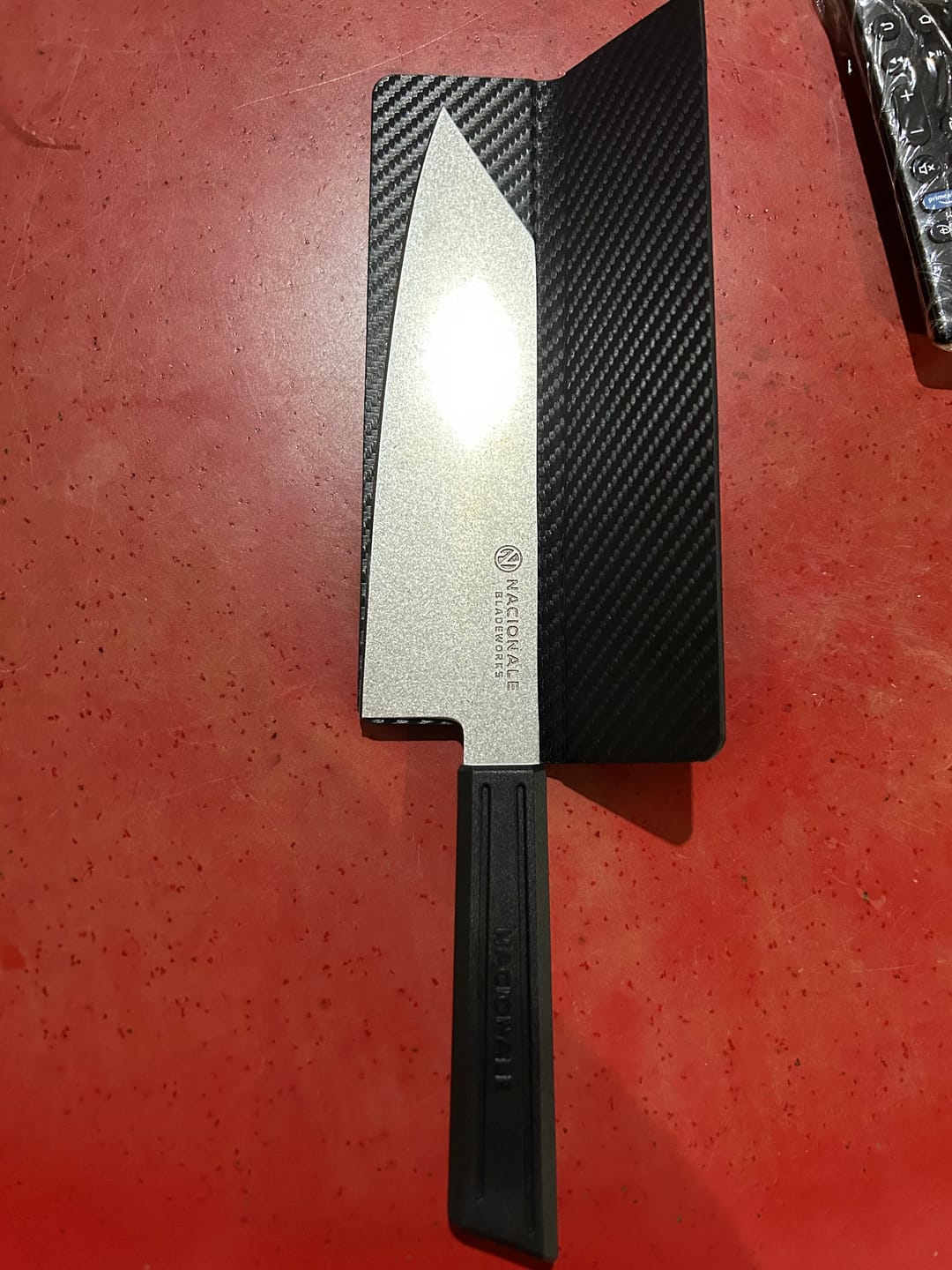 Customer photo review of 180mm Bunka. Stonewashed AUS8. Black Recycled Plastic Skateboard Material Handle