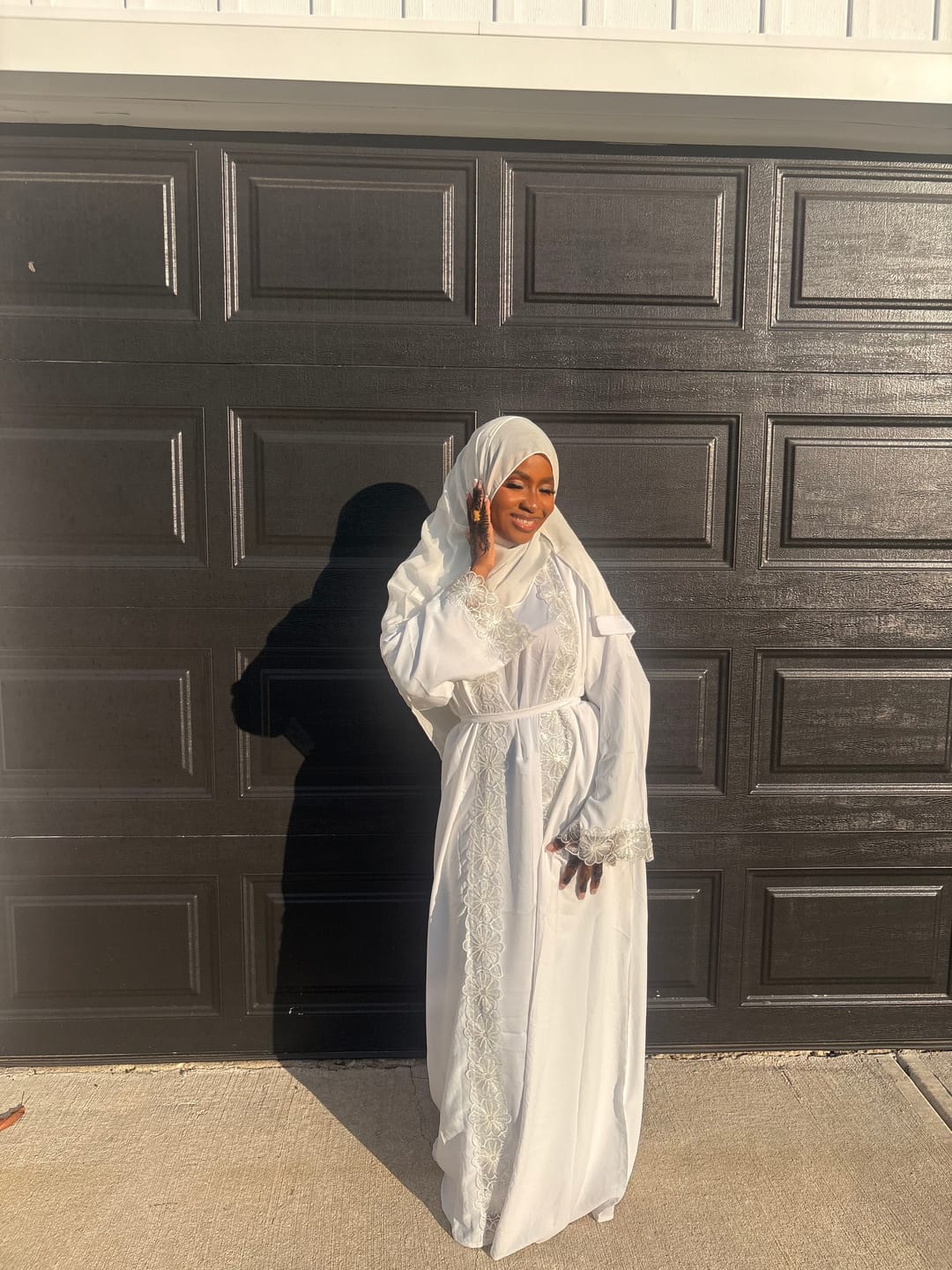 Customer photo review of Layali Lace Abaya in White