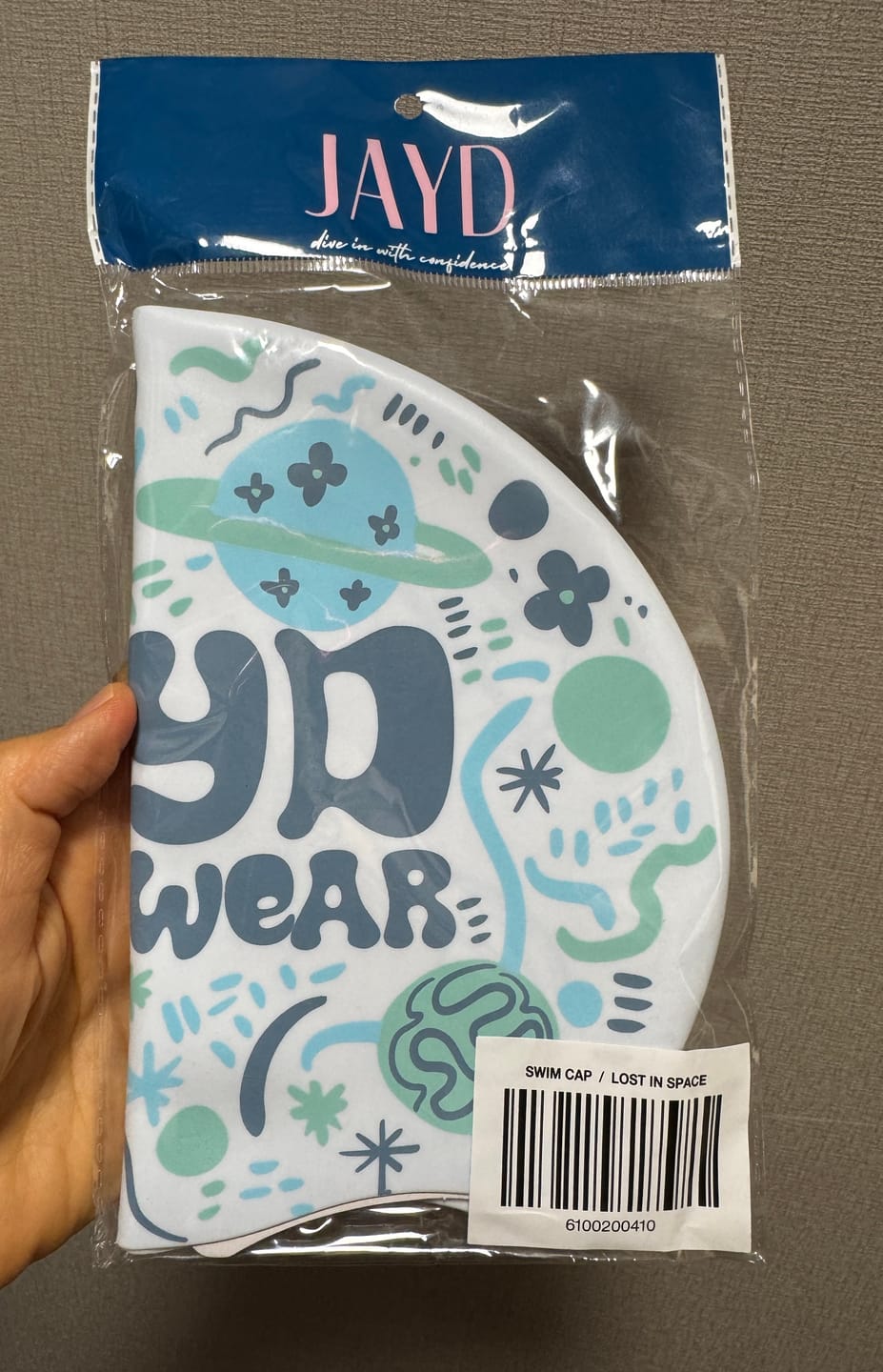 Customer photo review of JAYD Swim Cap - Lost In Space