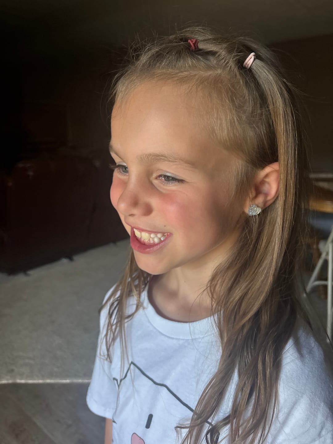 Customer photo review of Faux Druzy Heart Studs Hypoallergenic Earrings for Sensitive Ears with Plastic Posts