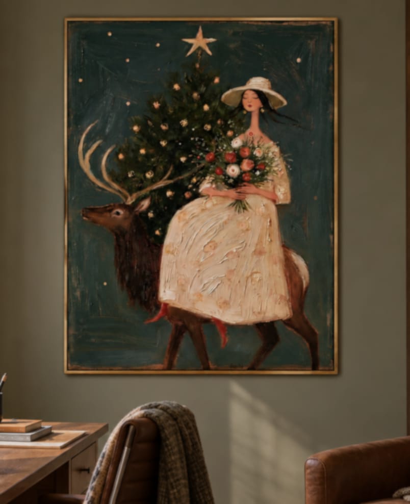 Customer photo review of Winter Grace-Woman and Stag Christmas Painting