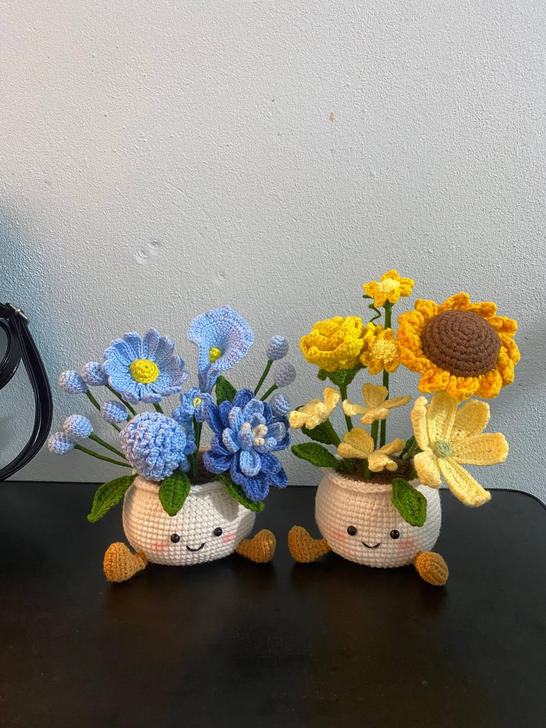 Customer photo review of Handmade Crochet Flower Pot – Forever Flower Bouquet, Cute Floral Desk Decor, Unique Gift