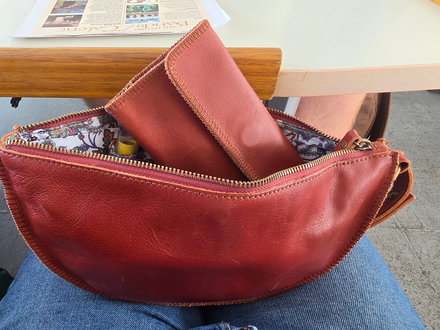 Customer photo review of Cognac Travel Wallet