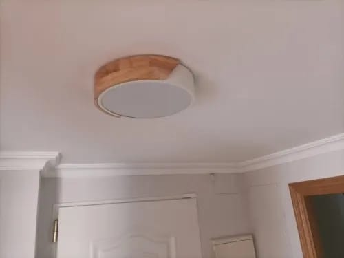 Customer photo review of Square Wood Ceiling Light for Bedroom, Frosted Shade, 30 cm