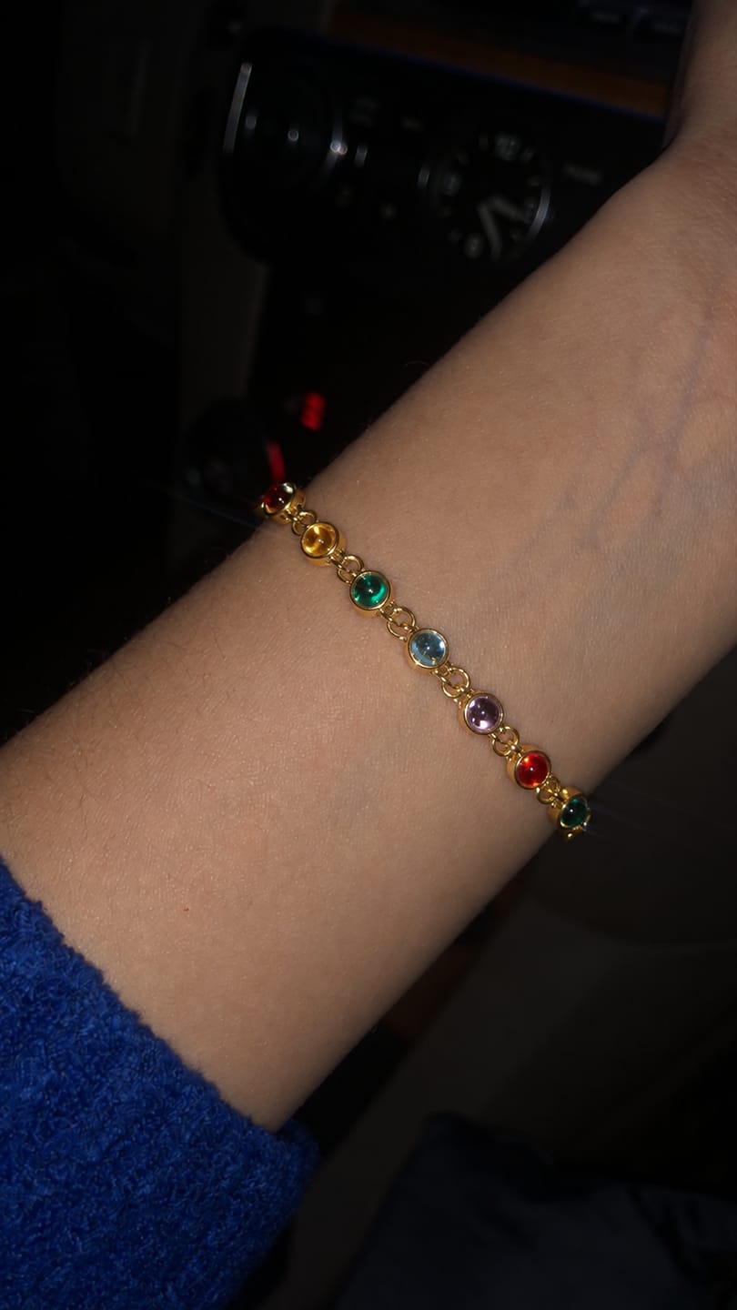 Customer photo review of Gold-Plated Brass Multicolor Beaded Charm Bracelet