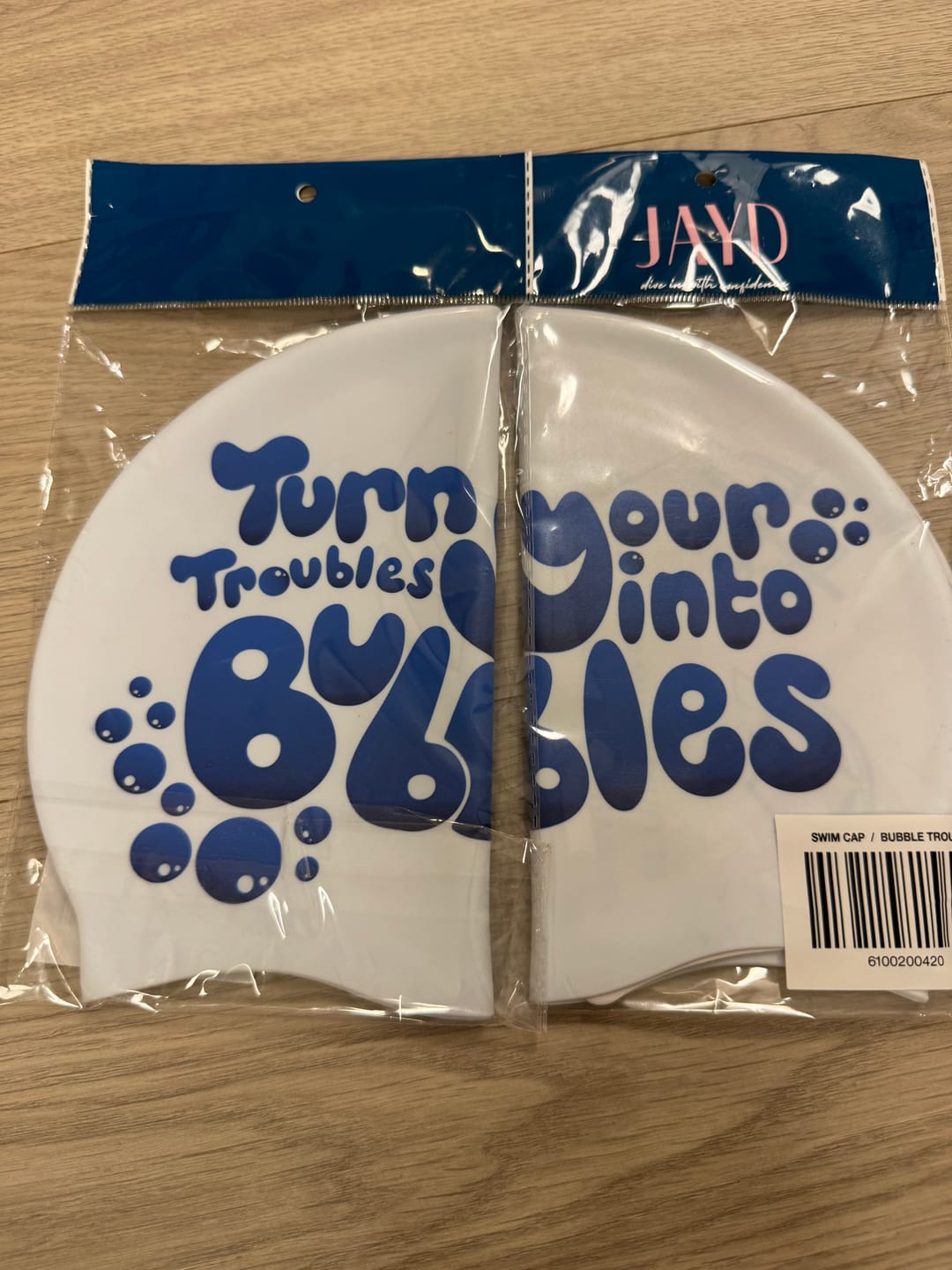 Customer photo review of JAYD Swim Cap - Bubble Trouble