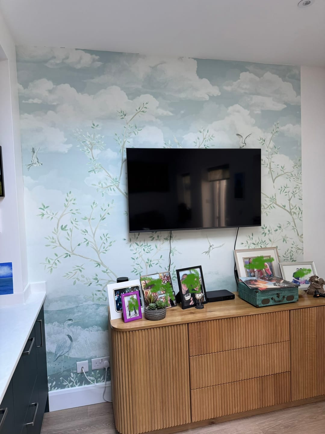 Customer photo review of Rhea - Chinoiserie Blue Trees Wallpaper Mural