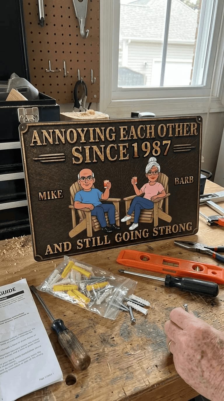 Customer photo review of Annoying Each Other Over Years - Personalized Horizontal Metal Sign