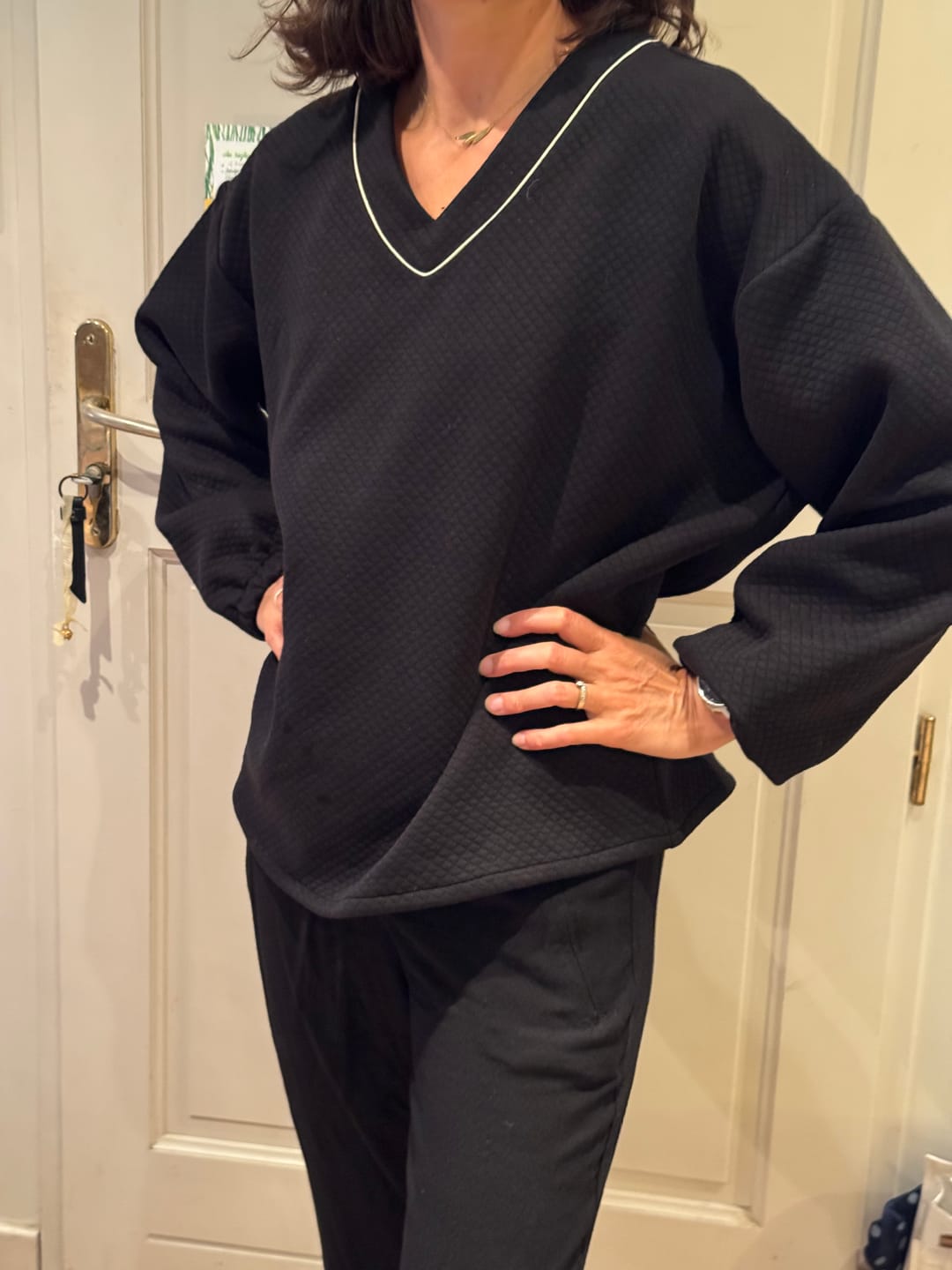 Customer photo review of Sweat Gustave - molleton quadrillé noir