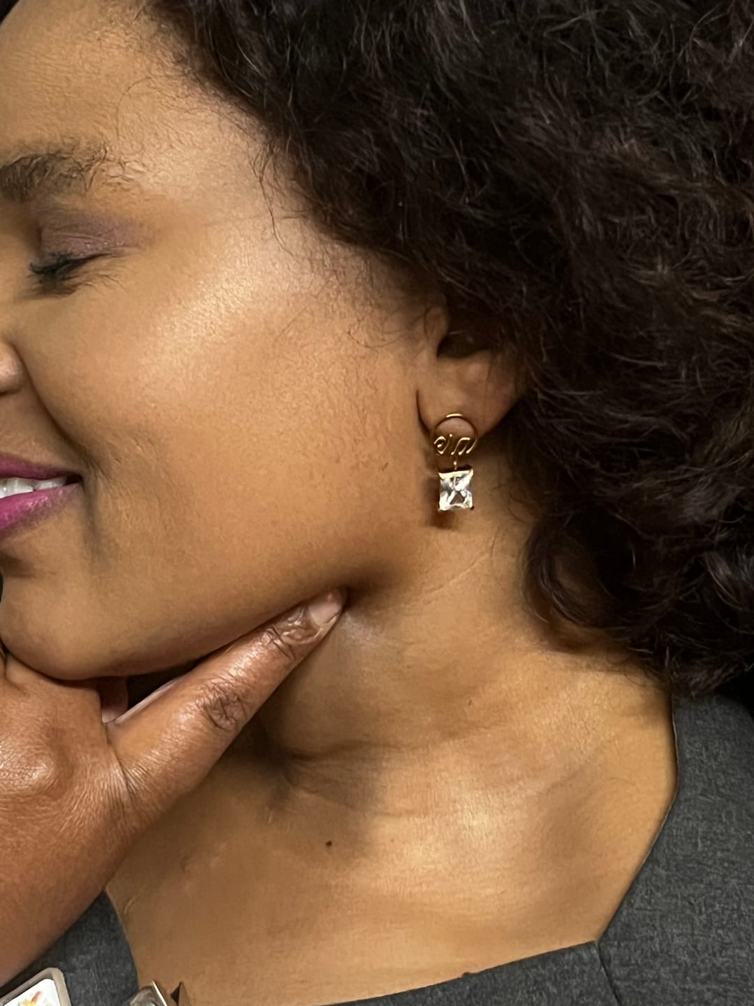 Customer photo review of Gold Era Square Drop Earrings
