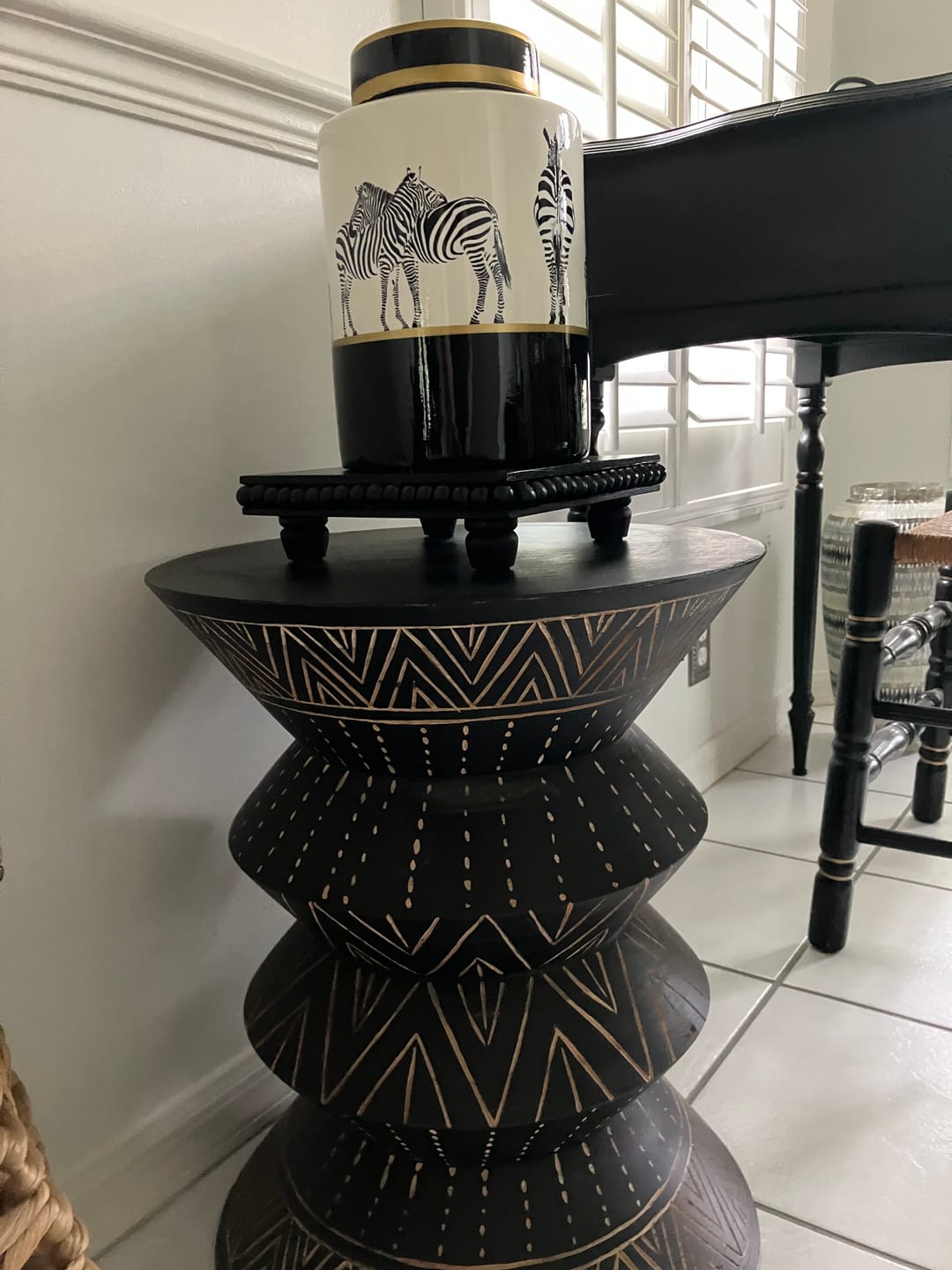 Customer photo review of Black/ White and Gold Abstract Ceramic Lidded Jar By Designed By The Boss
